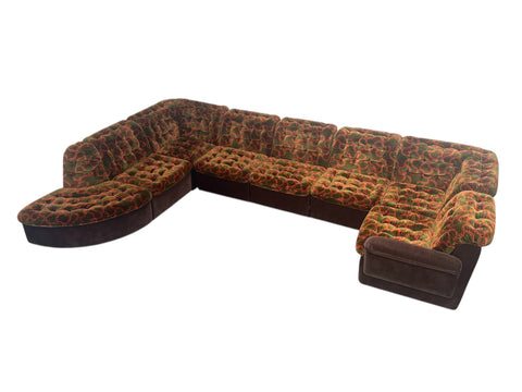 Large 1970s modular sectional lounge sofa