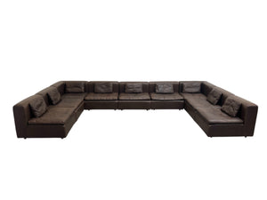 Large leather modular lounge sofa, 1970s