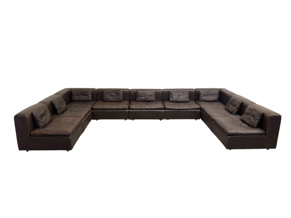 Large leather modular lounge sofa, 1970s
