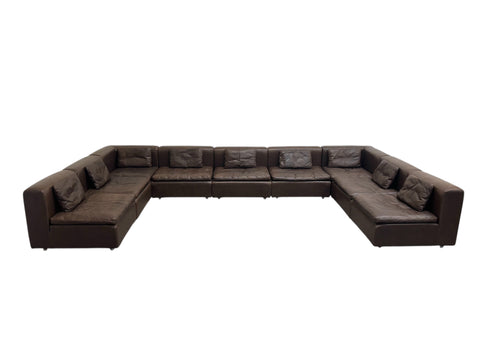 Large leather modular lounge sofa, 1970s