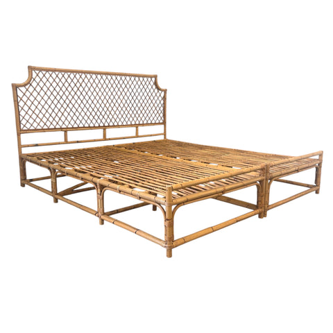 Vintage bamboo double bed, 1970s