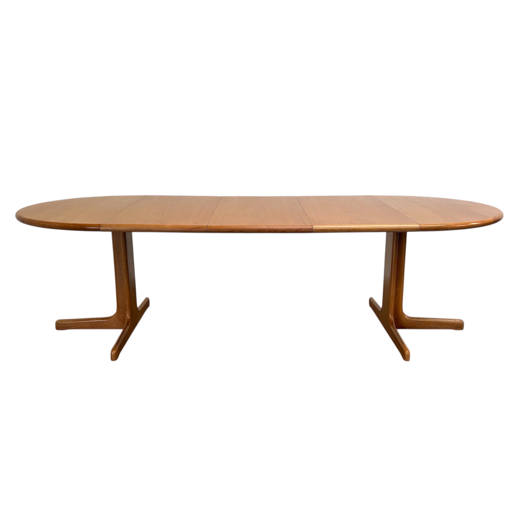 XXL oak round / oval extendable dining table, 1970s