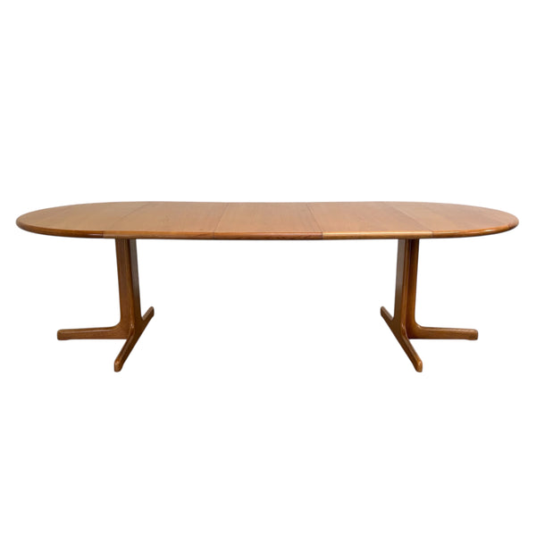 XXL oak round / oval extendable dining table, 1970s