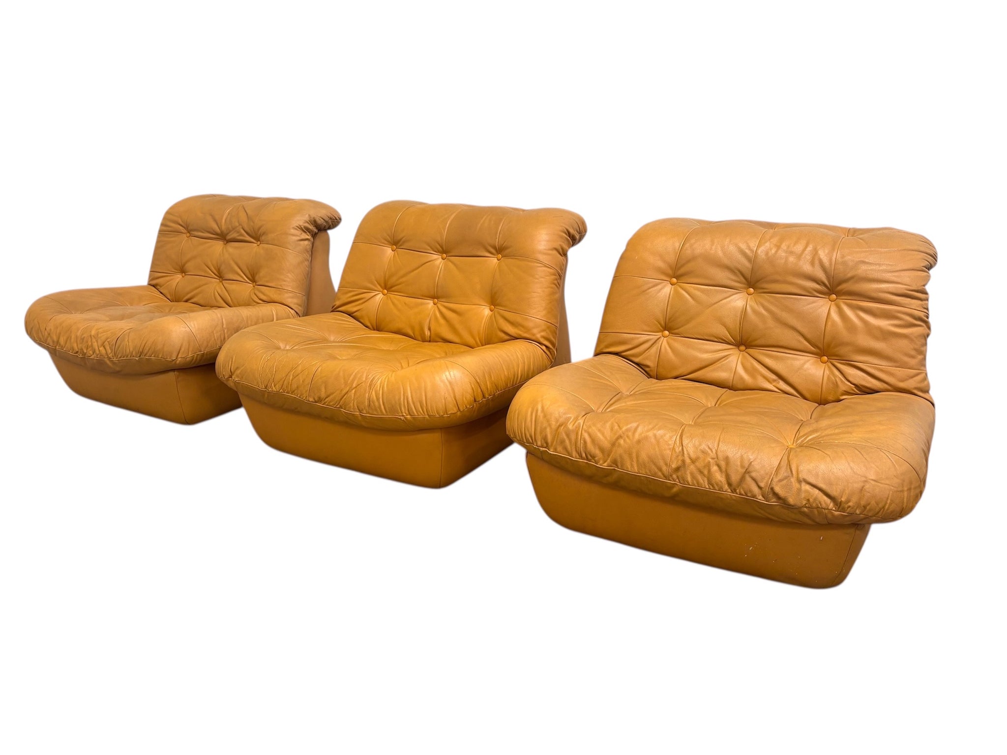 Set of three vintage lounge chairs, 1970s