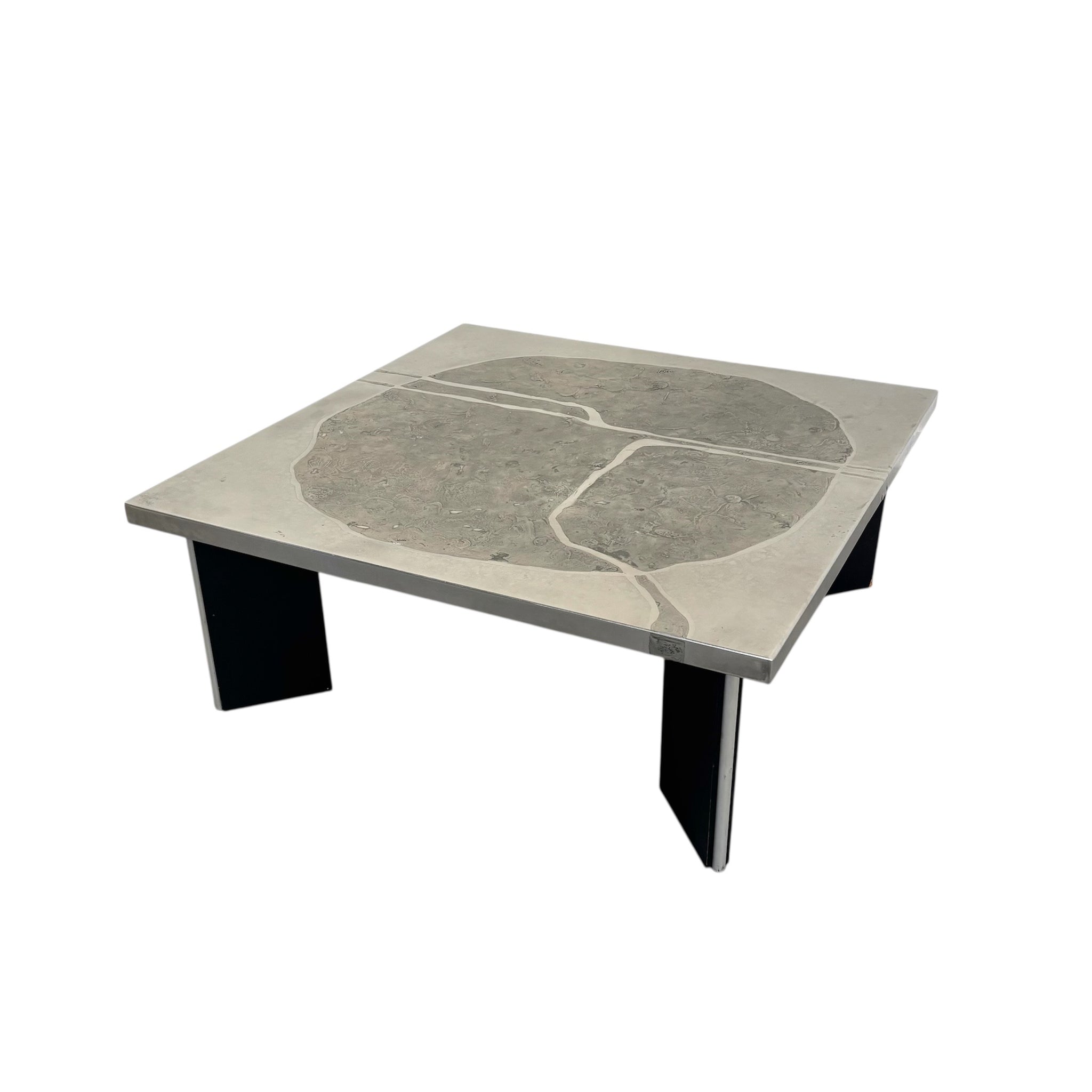 Heinz Lilienthal etched stainless steel coffee table, 1970s