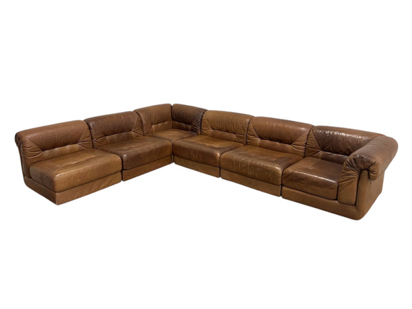 Leather modular lounge sofa, 1970s