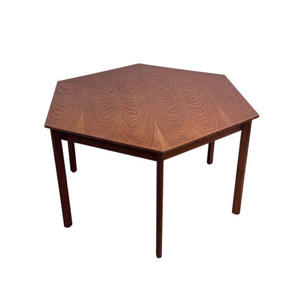 Rare hexagon oak dining table, 1970s