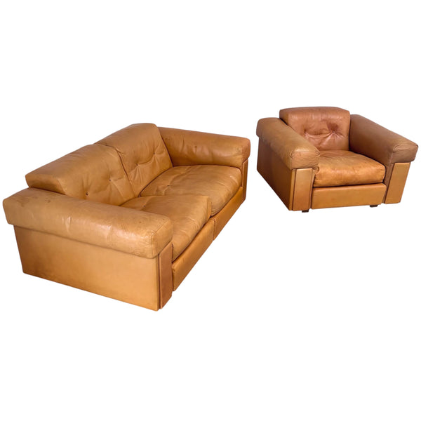 Robert Haussmann lounge sofa and chair, De Sede 1970s