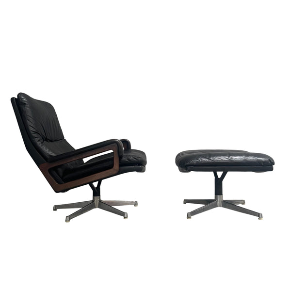 King chair with hocker by Strässle, 1960s