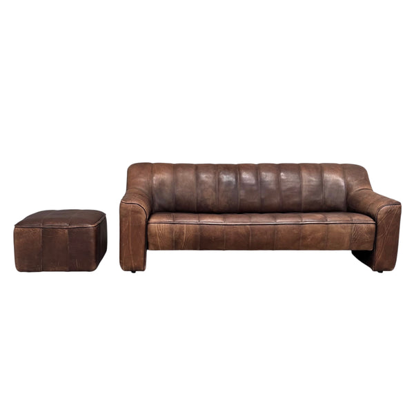 Vintage De Sede DS44 3 seat sofa with hocker, 1970s