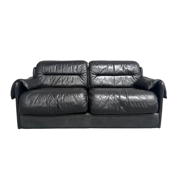 Black leather 2 seat sofa by Dreipunkt, 1970s