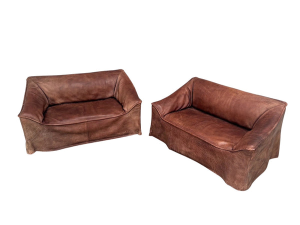 Vintage leather 2 seat sofa, 1970s