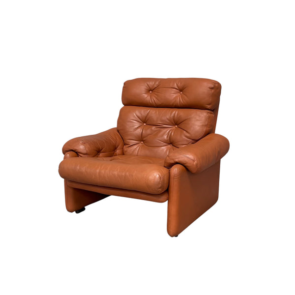 Cognac leather Coronado lounge chair by B&B Italia, Italy 1960s