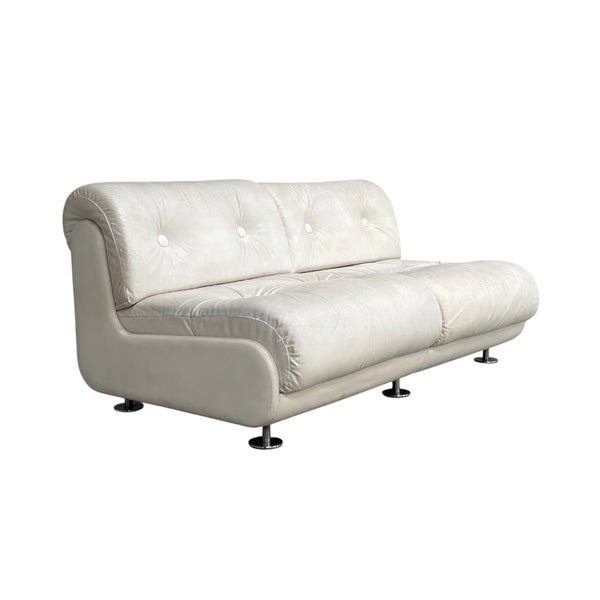 White leather Space Age 2 seat lounge sofa, 1970s
