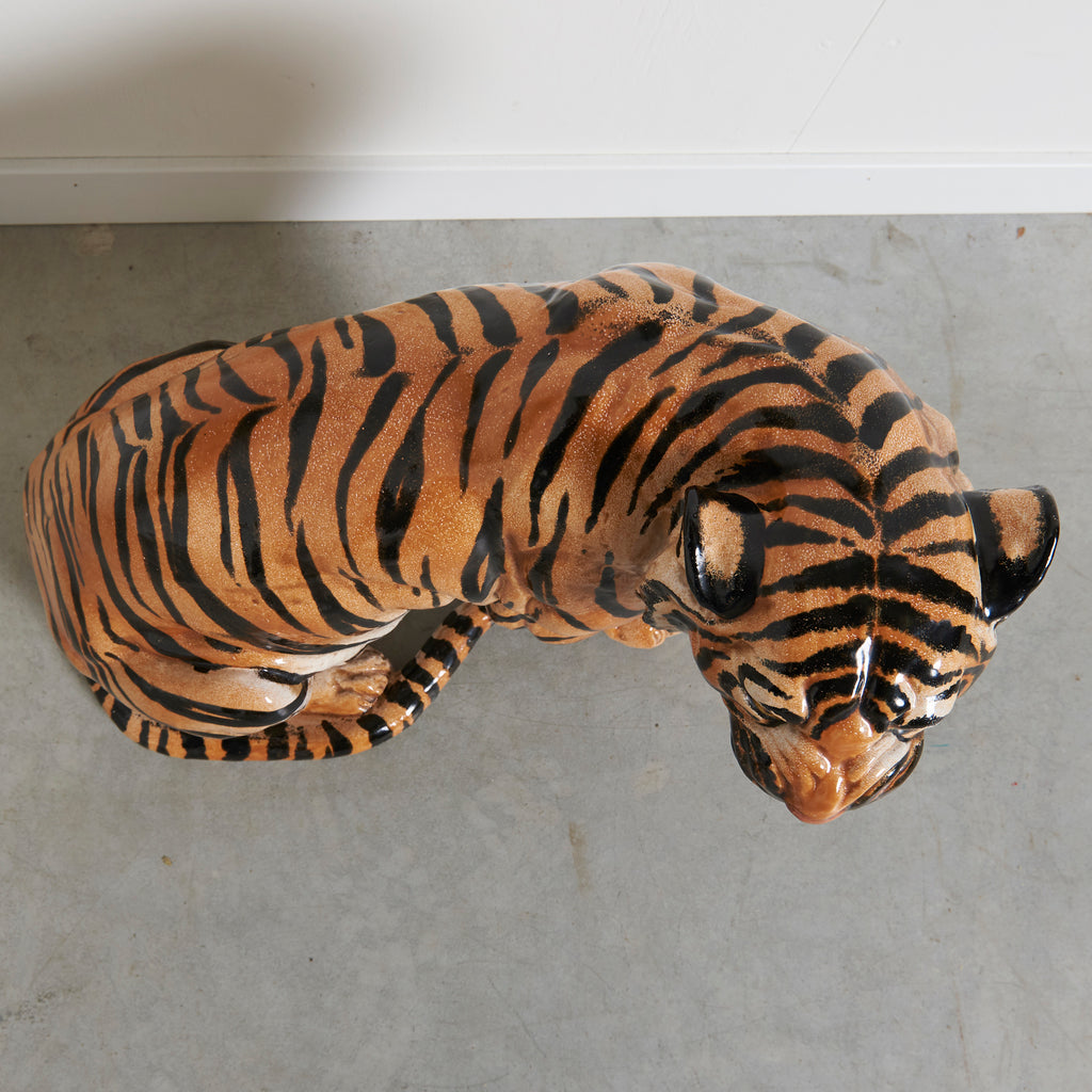 1960's Leather Wrapped Tiger Sculpture