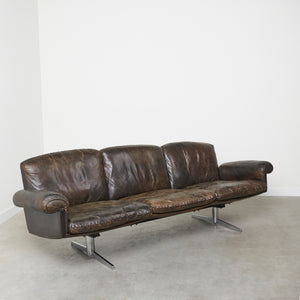 Vintage brown leather sofa by De Sede, model DS31