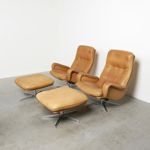 Mid century De Sede lounge chair with hocker, 1970s