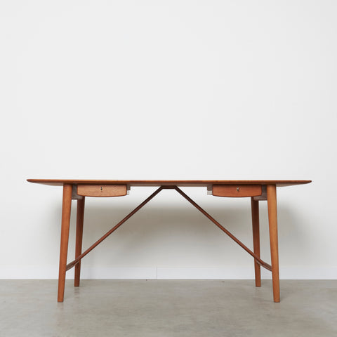 Massive teak writing desk by Peter Hvidt, Denmark 1950s