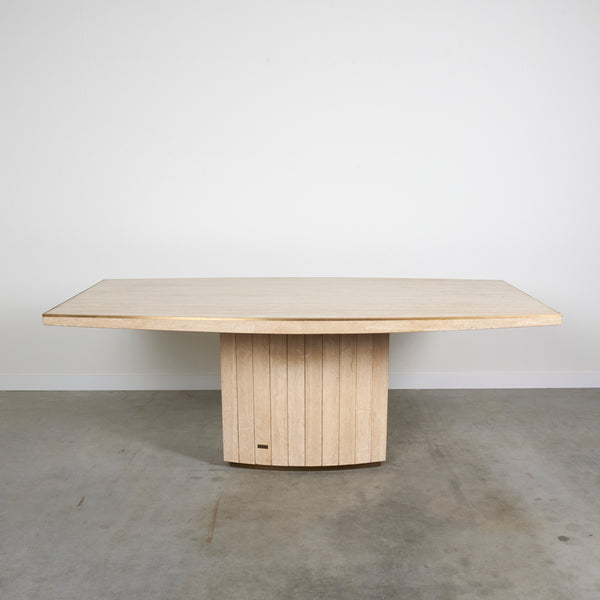 Travertine dining table by Willy Rizzo for Jean Charles, 1970s