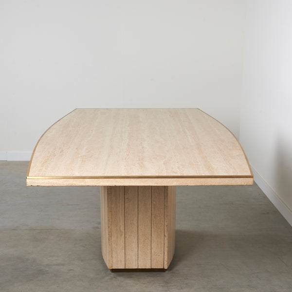 Travertine dining table by Willy Rizzo for Jean Charles, 1970s