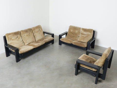 Vintage brutalist lounge set, 1970s