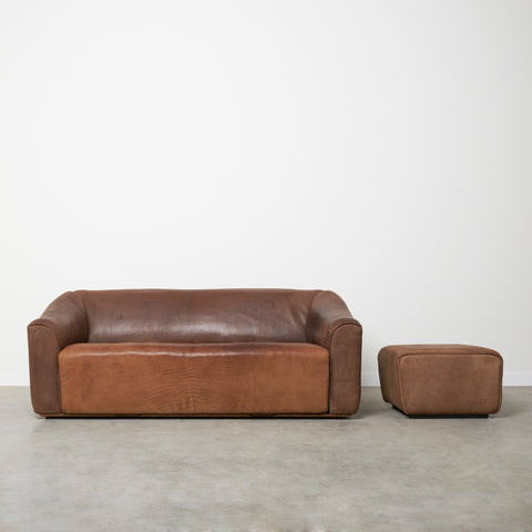 Three seater sofa with hocker by De Sede DS-47, Swiss design 1970s