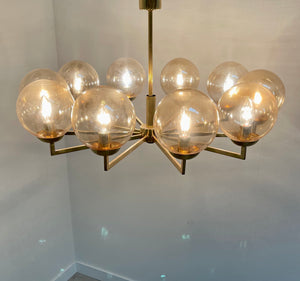 Large brass Sputnik chandelier / pendant by Kaiser Leuchten, 1960s