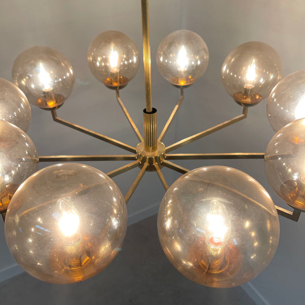 Large brass Sputnik chandelier / pendant by Kaiser Leuchten, 1960s