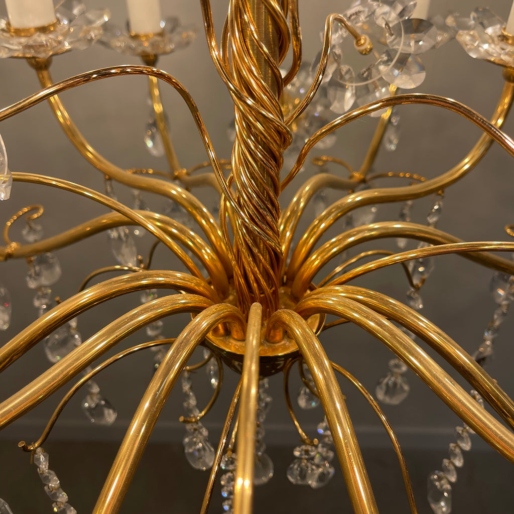 Vintage crystal brass chandelier by Palme & Walter, 1970s – INDUBIO