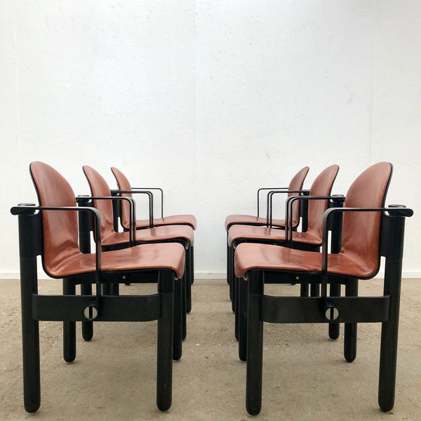 Rare Gerd Lange armchairs with leather seatings, Thonet 1970s