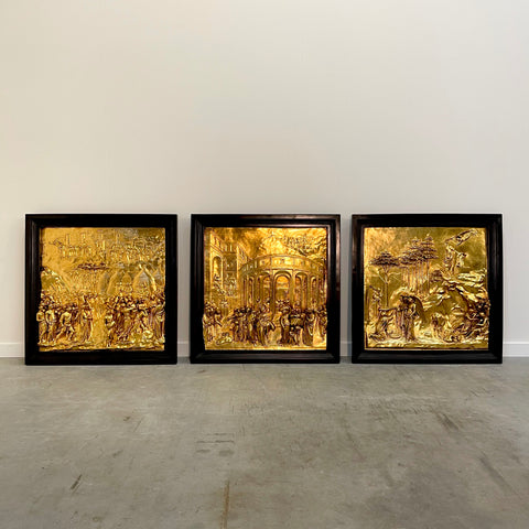 Three Italian gilded bronze relief panels from "The Gates of Paradise"