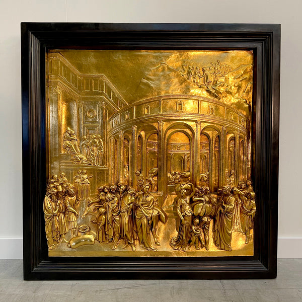 Three Italian gilded bronze relief panels from "The Gates of Paradise"